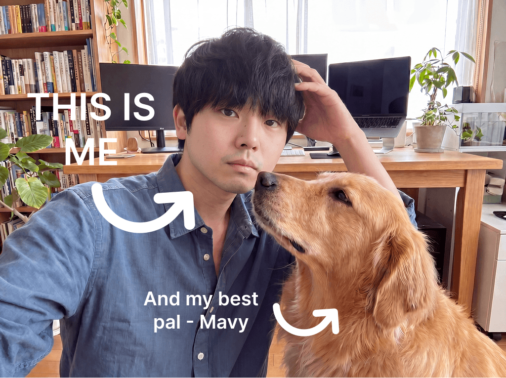 Joseph, founder of overrank, with his dog Mavy at his desk